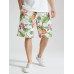 Mens All Over Pineapple Floral Print Holiday Drawstring Short