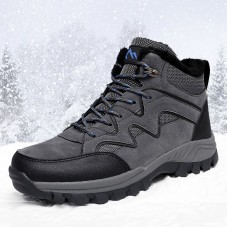 Men PU Leather Warm Lined Hiking Snow Outdoor Boots